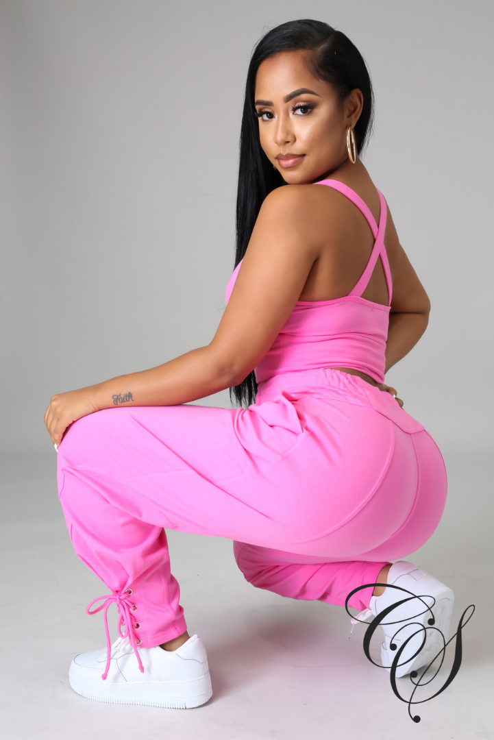 Evona Crop Top with French Terry Baggy Pant