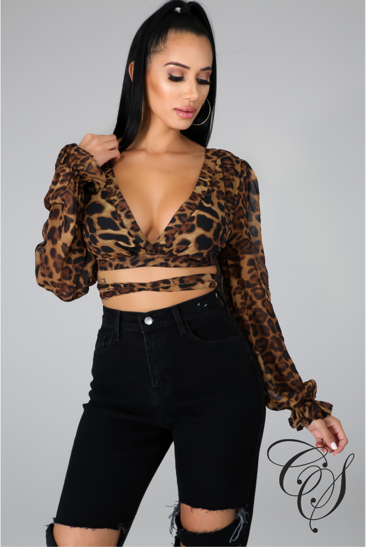 Finley Leopard Back Lace Up Crop Top
