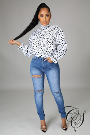 Floria Tie Back Long Sleeve Printed Top