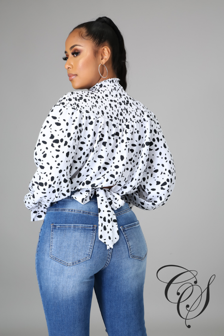 Floria Tie Back Long Sleeve Printed Top