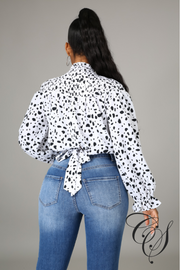 Floria Tie Back Long Sleeve Printed Top