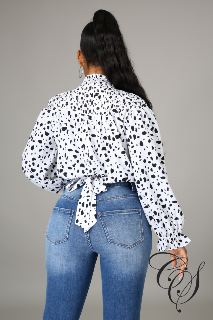 Floria Tie Back Long Sleeve Printed Top