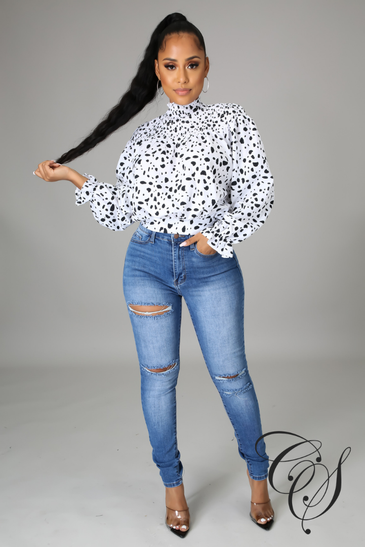 Floria Tie Back Long Sleeve Printed Top