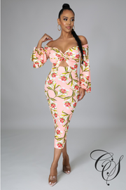 Fran Floral Front Knot Bodycon Dress