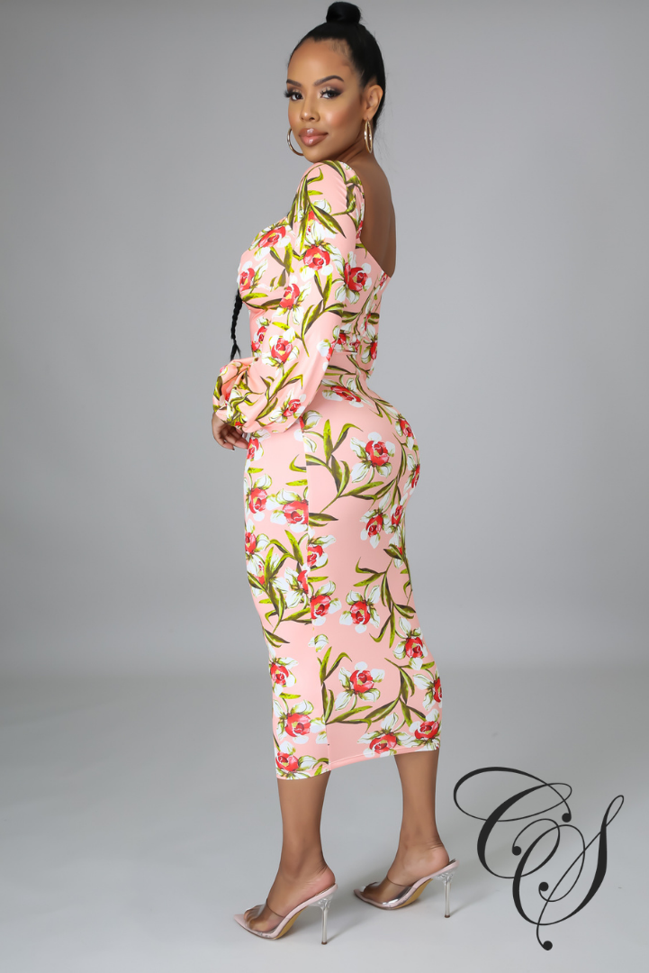 Fran Floral Front Knot Bodycon Dress