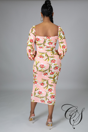 Fran Floral Front Knot Bodycon Dress