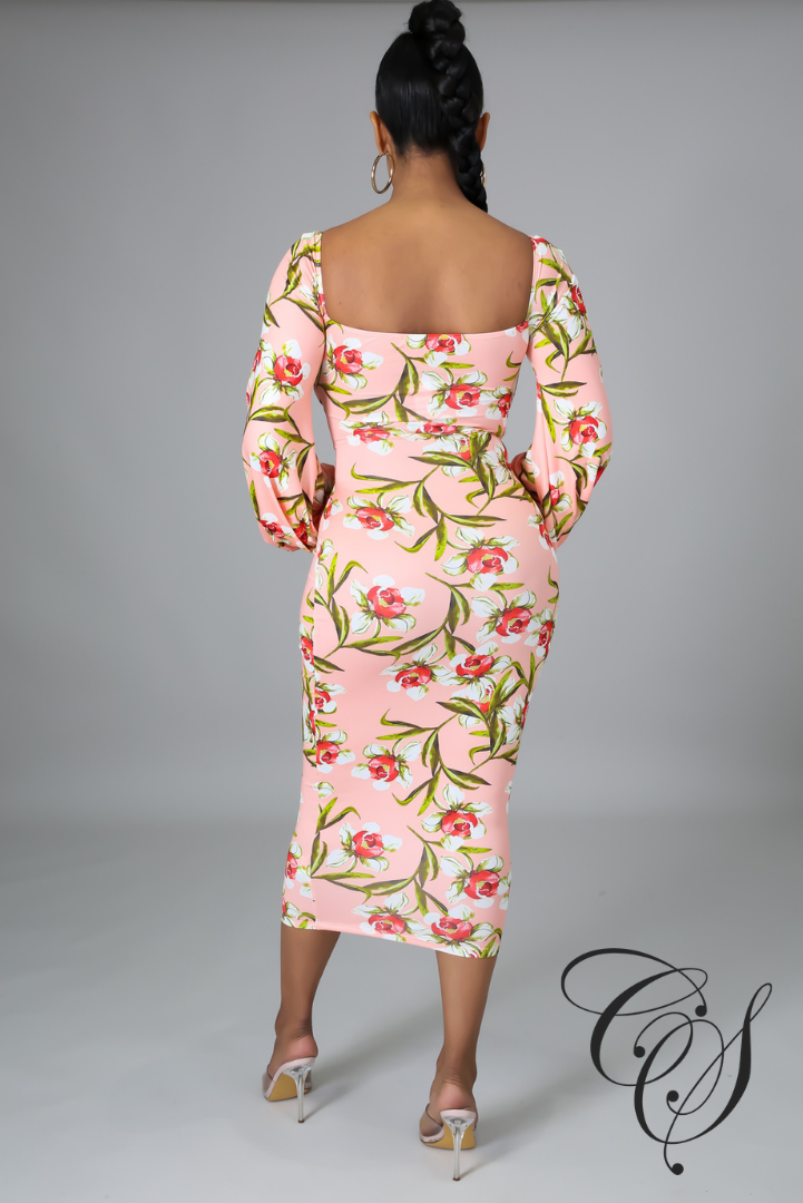 Fran Floral Front Knot Bodycon Dress