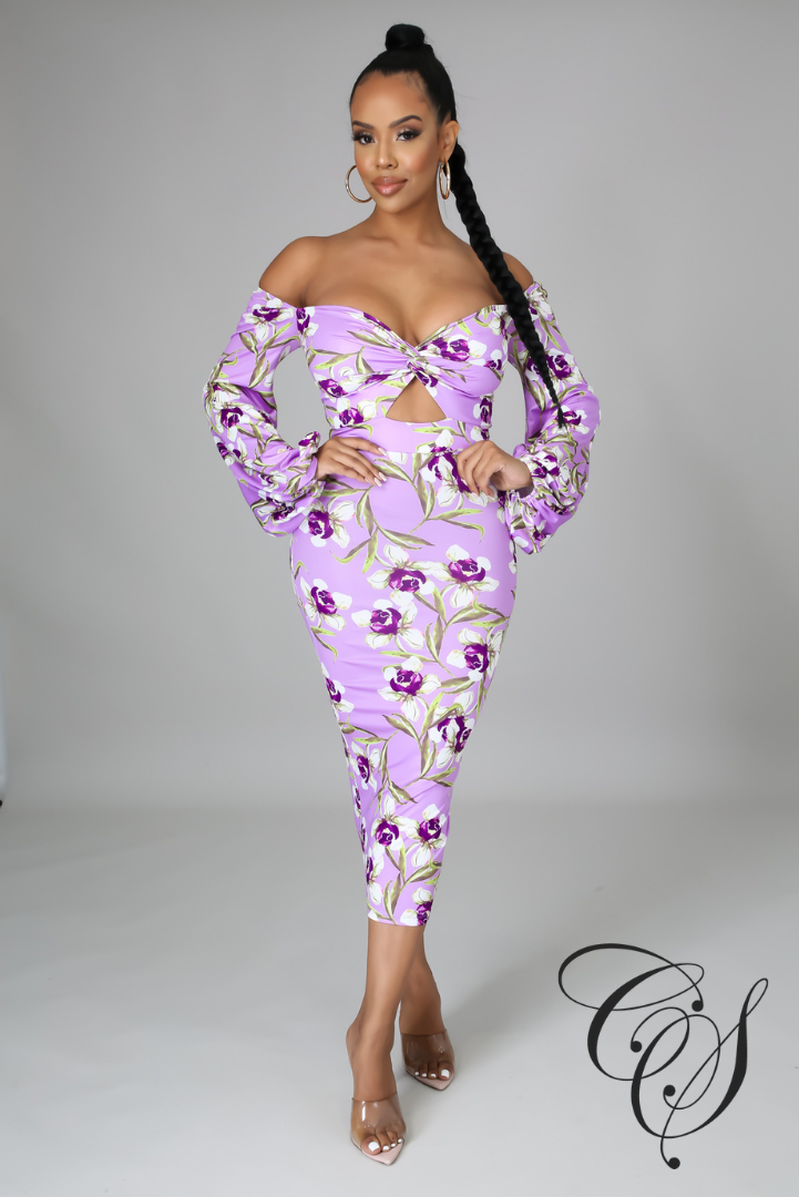 Fran Floral Front Knot Bodycon Dress