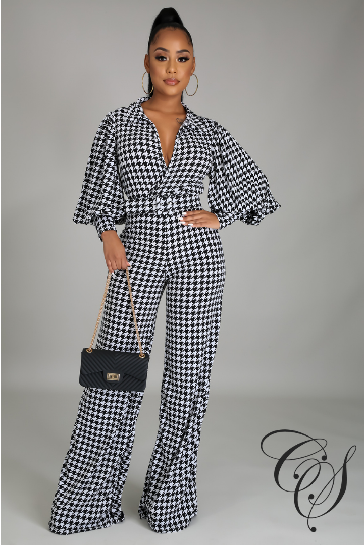 Genna Houndstooth Jumpsuit