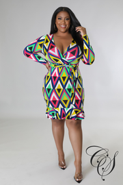 Gwyneth Multi Abstract Print Dress