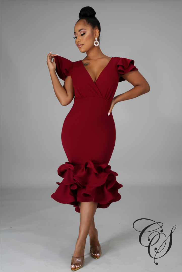 Hallie Ruffle Bodycon Dress