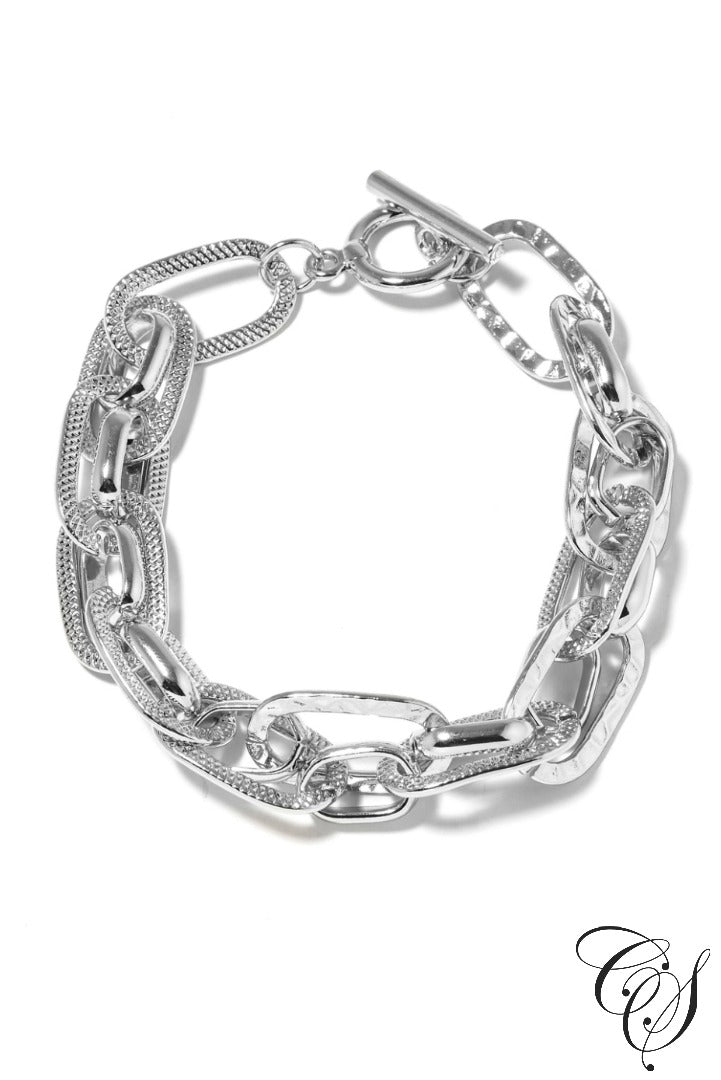 Hammered Chain Link Bracelet, Bracelet - Designs By Cece Symoné