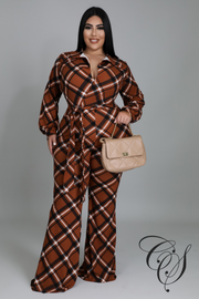 Harlow Plaid Self Tie Jumpsuit