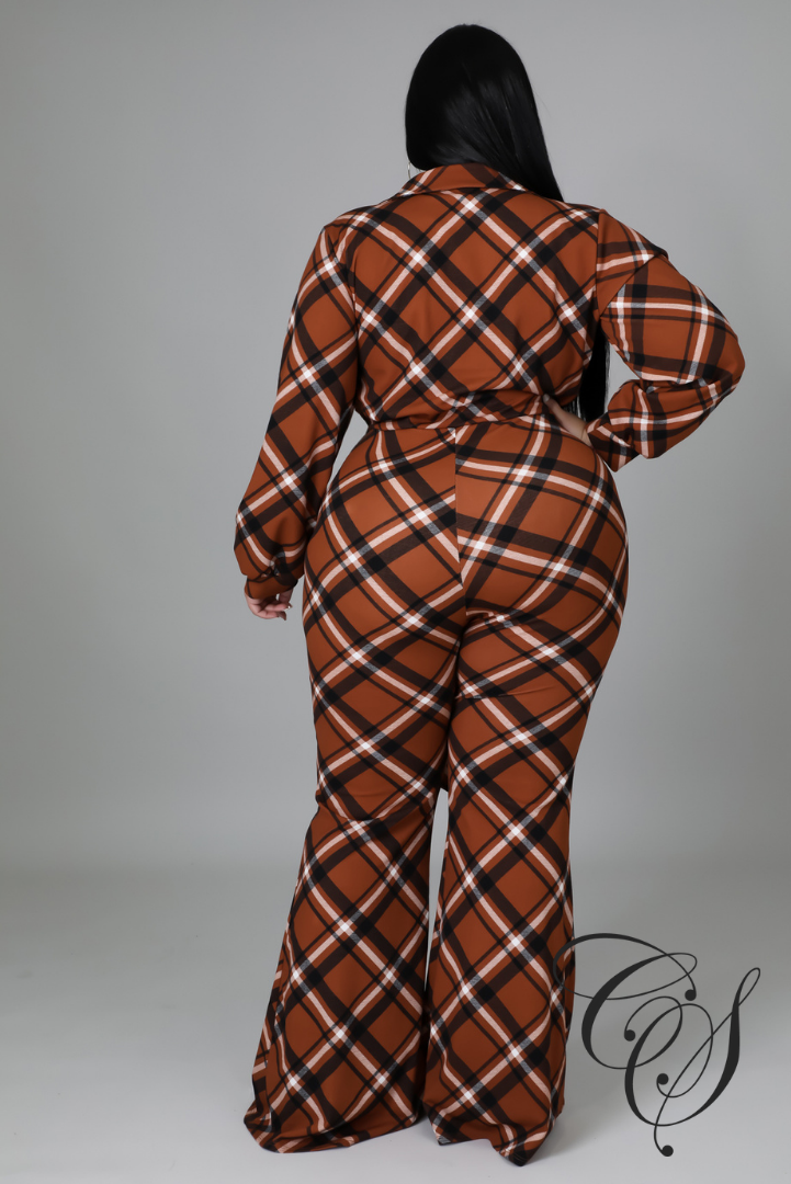 Harlow Plaid Self Tie Jumpsuit