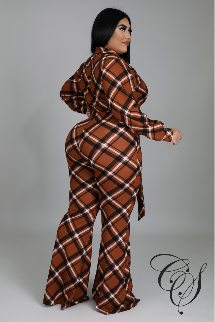 Harlow Plaid Self Tie Jumpsuit