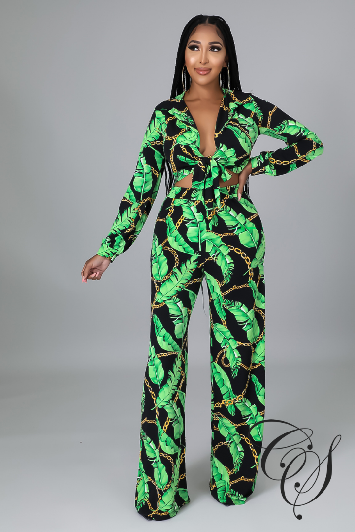 Havana Tropical Print Pant Set