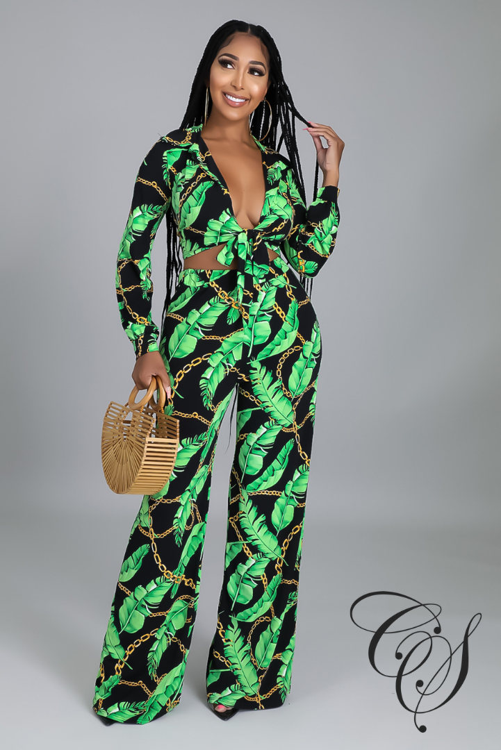 Havana Tropical Print Pant Set