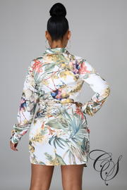 Imani Floral Satin Long Sleeve Wrap Dress