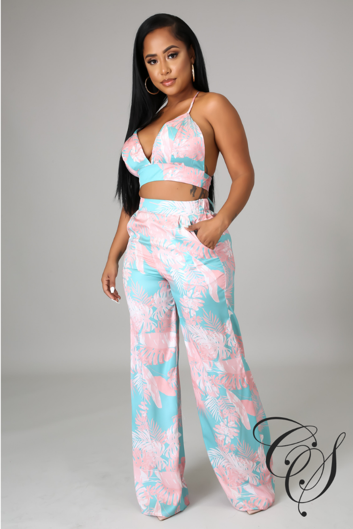 India Tropical Floral Pants Set