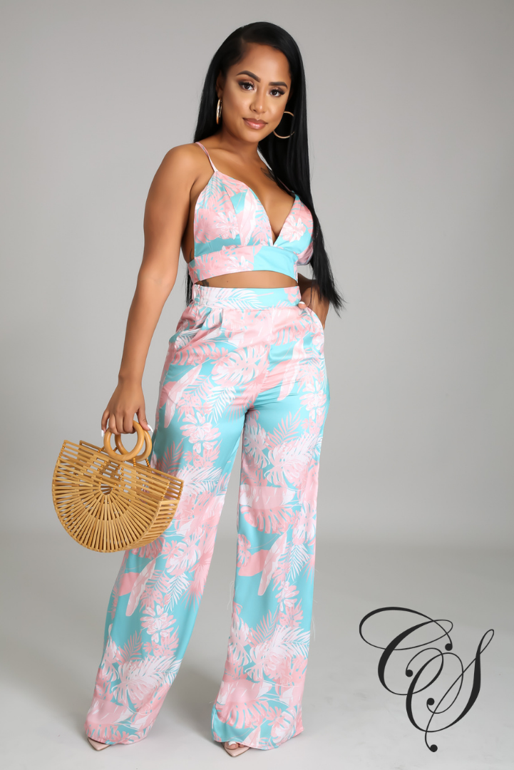 India Tropical Floral Pants Set