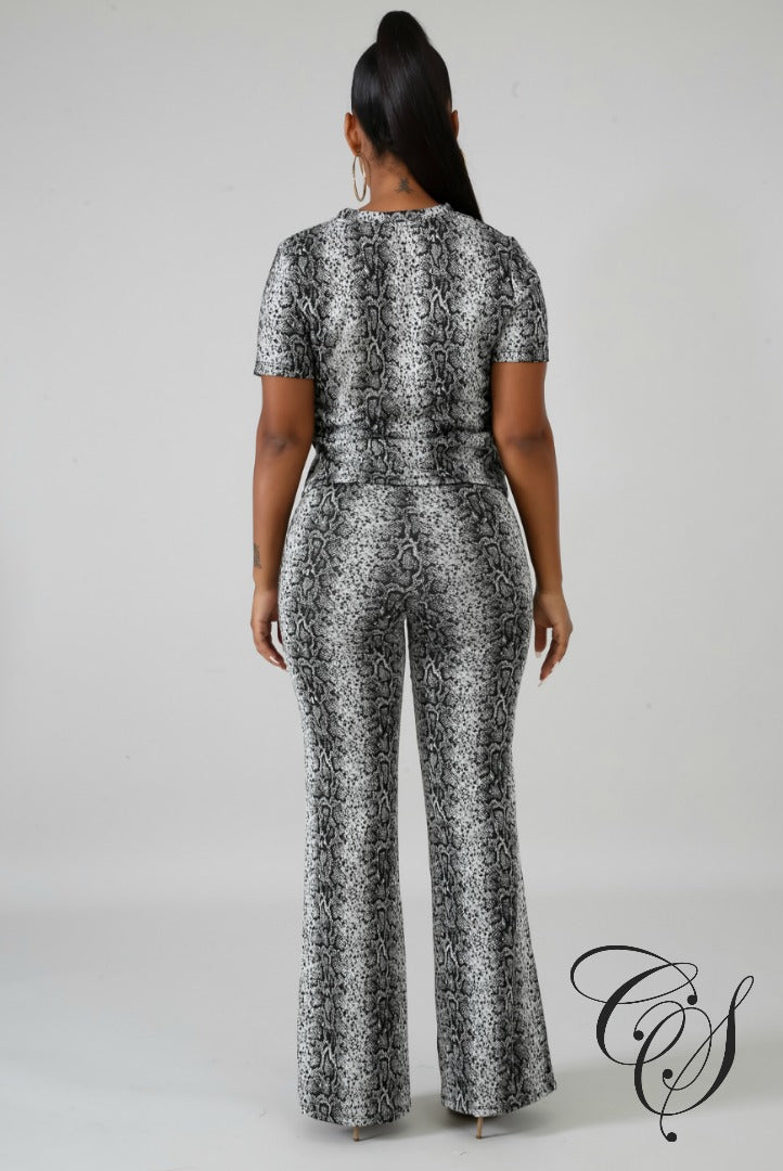 Ivana Snakeskin Palazzo Set, Set - Designs By Cece Symoné