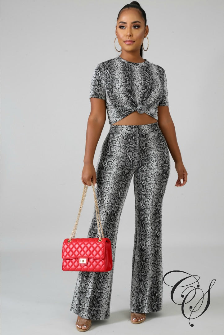 Ivana Snakeskin Palazzo Set, Set - Designs By Cece Symoné