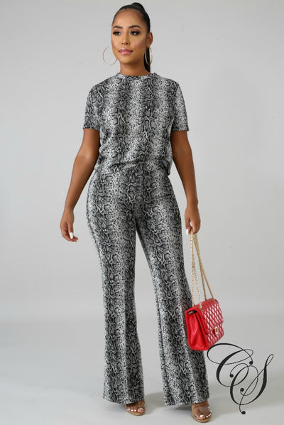 Ivana Snakeskin Palazzo Set, Set - Designs By Cece Symoné