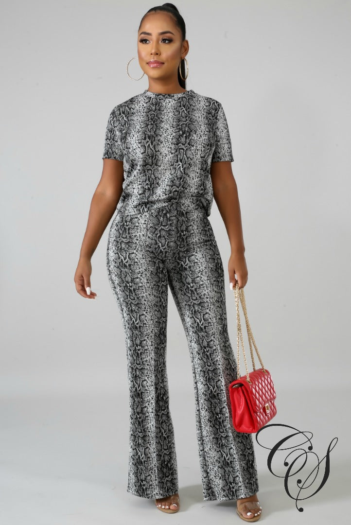 Ivana Snakeskin Palazzo Set, Set - Designs By Cece Symoné