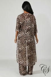 Jackie Cheetah Sheer Kimono Set, Set - Designs By Cece Symoné