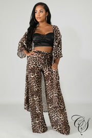 Jackie Cheetah Sheer Kimono Set, Set - Designs By Cece Symoné
