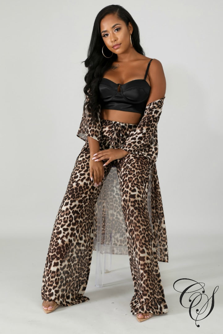 Jackie Cheetah Sheer Kimono Set, Set - Designs By Cece Symoné