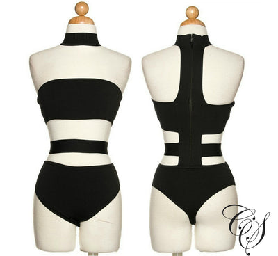 Jessie Choker Knit Cutout Strap Bodysuit, Bodysuit - Designs By Cece Symoné