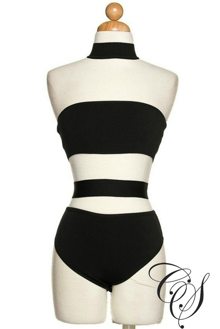Jessie Choker Knit Cutout Strap Bodysuit, Bodysuit - Designs By Cece Symoné