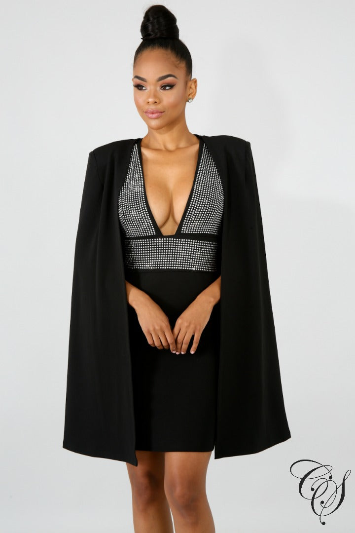 Jamelia Bat Wing Rhinestone Dress Set, Dresses - Designs By Cece Symoné