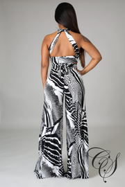 Janette Monochrome Cross Wrap Self Tie Top Pant Set