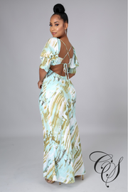 Jayleen Watercolor Print Maxi Dress