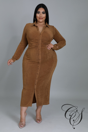 Jericka Button Down Midi Shirt Dress