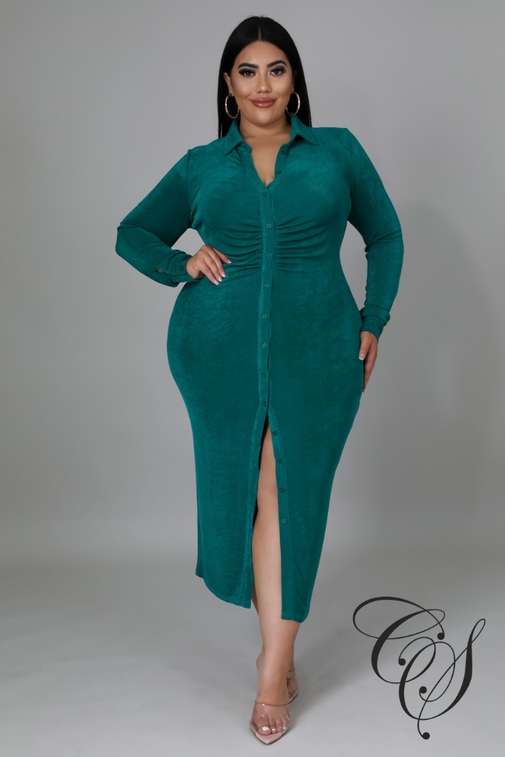 Jericka Button Down Midi Shirt Dress