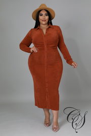 Jericka Button Down Midi Shirt Dress