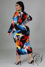 Jolene Abstract Print Long Sleeve Bodycon Dress