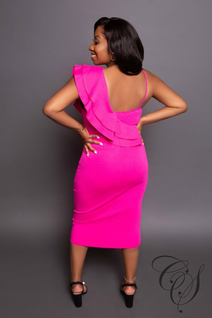 Joy One Shoulder Ruffled Dress
