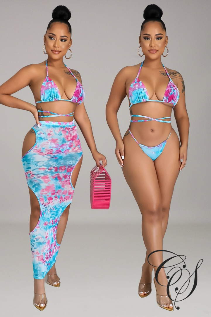 Julissa 3pc Multi-Hue Swimsuit Set – Designs By Cece Symoné
