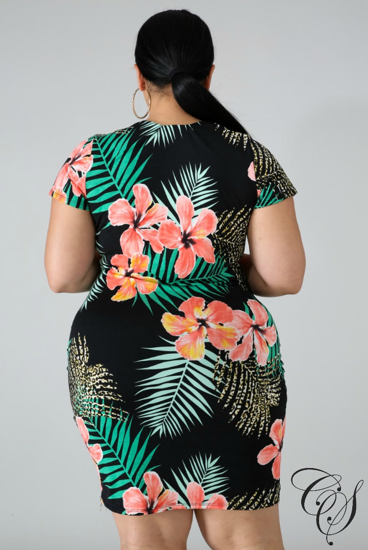 Kailee Exotic Leaves Dress, Dresses - Designs By Cece Symoné