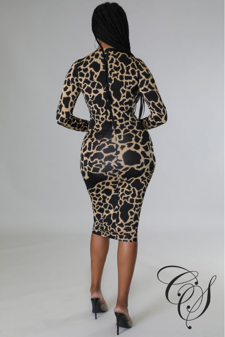Kalinda Animal Print Bodycon Dress