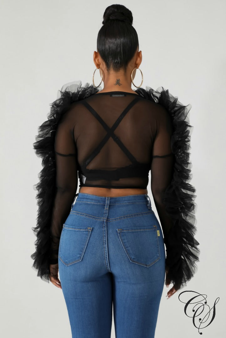 Kamila Tulle Sheer Kimono Top, Top - Designs By Cece Symoné