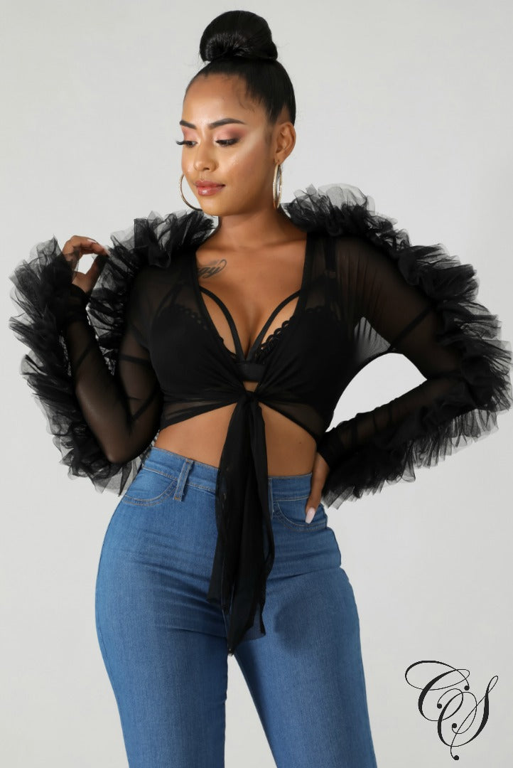 Kamila Tulle Sheer Kimono Top, Top - Designs By Cece Symoné