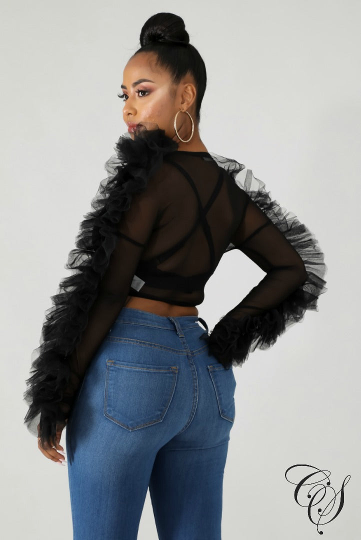 Kamila Tulle Sheer Kimono Top, Top - Designs By Cece Symoné