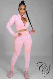 Kate Honey Comb Active Cropped Top + Leggings Set