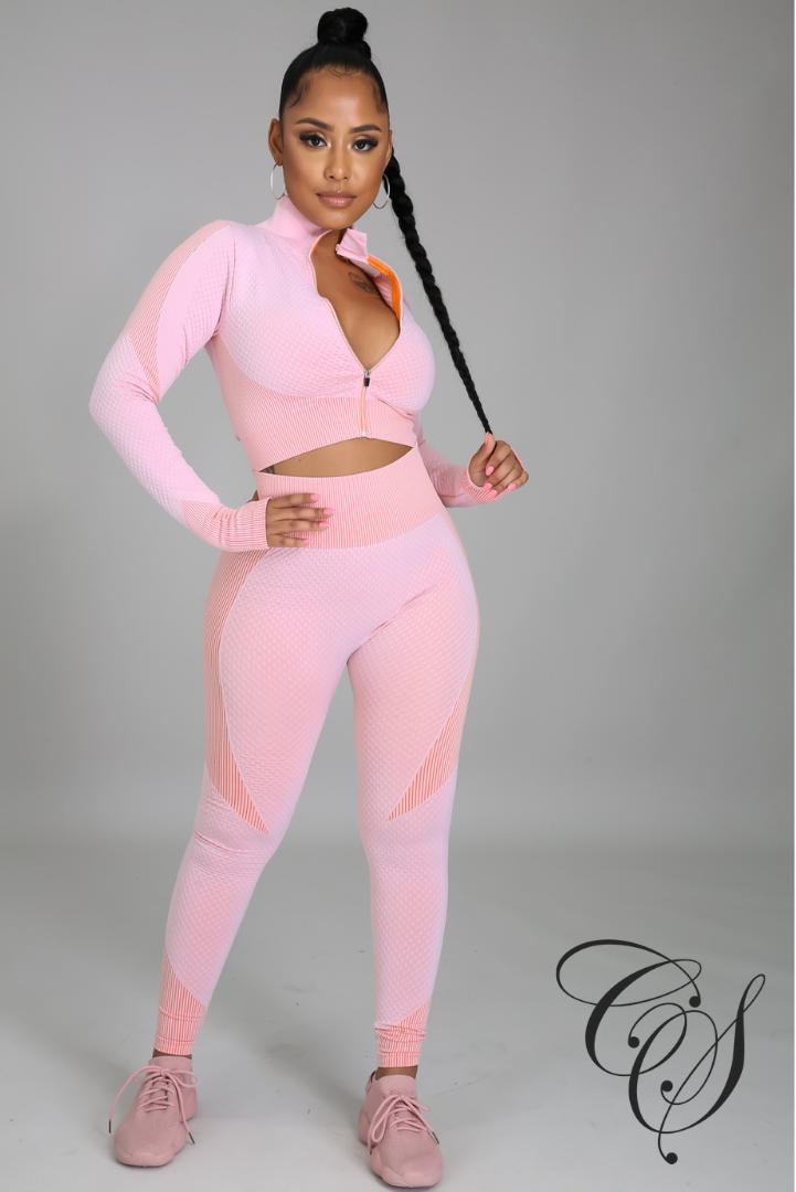 Kate Honey Comb Active Cropped Top + Leggings Set