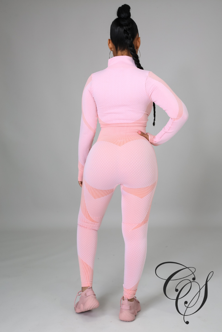 Kate Honey Comb Active Cropped Top + Leggings Set